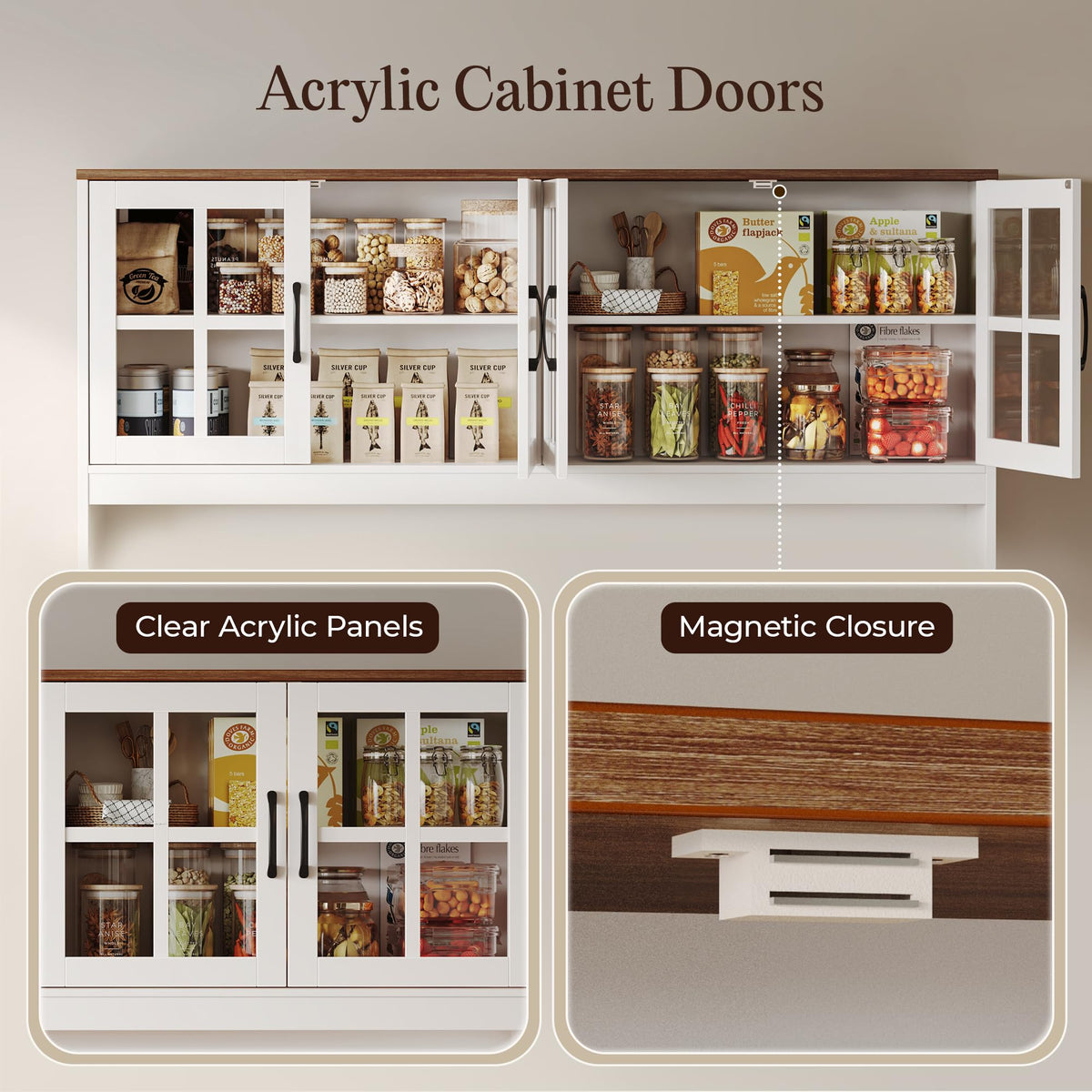 White Pantry Cabinet with Charging Station F2779