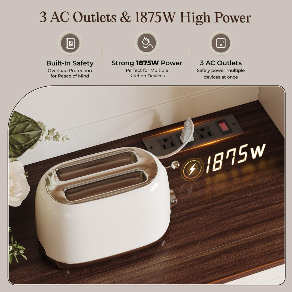 White Pantry Cabinet with Charging Station F2779