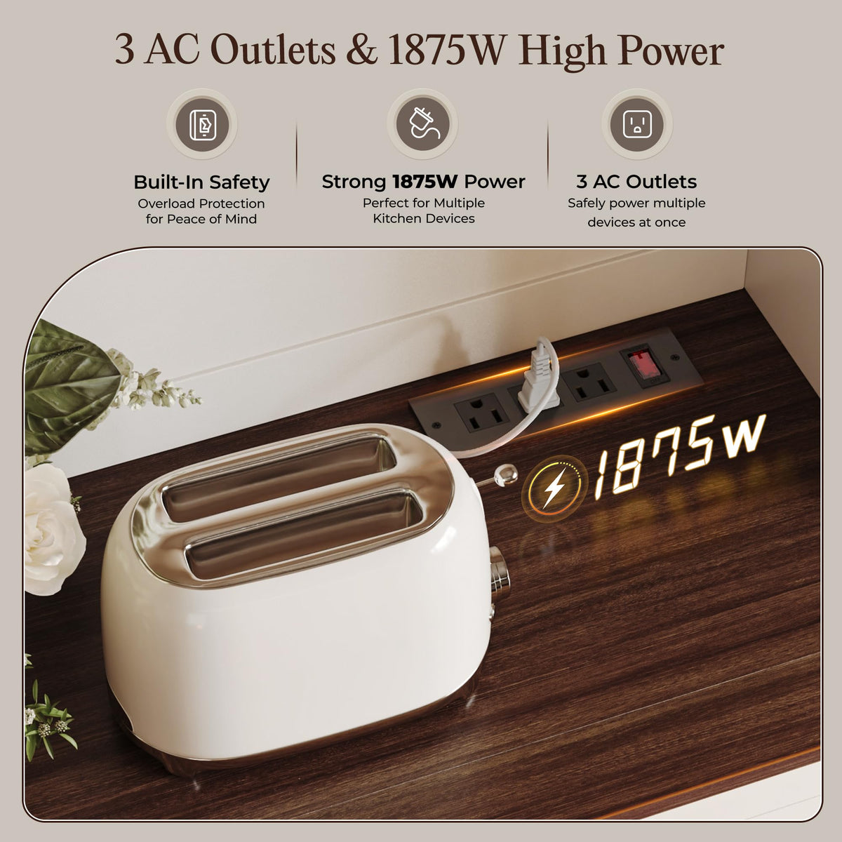 White Pantry Cabinet with Charging Station F2779