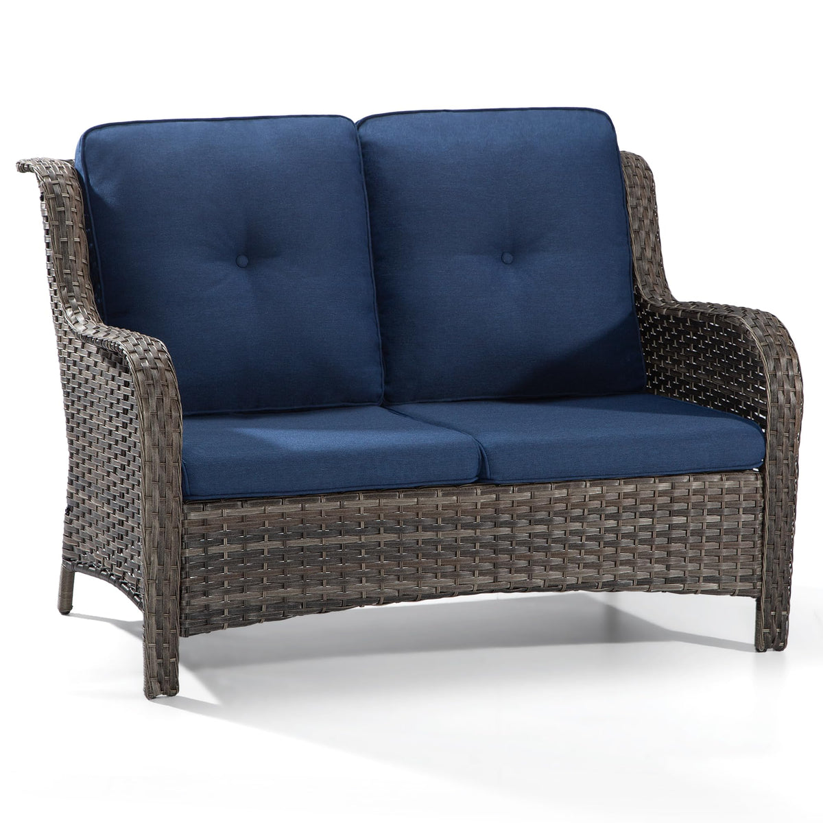 2-Seater Wicker Loveseat Sofa with Olefin Cushions R49319
