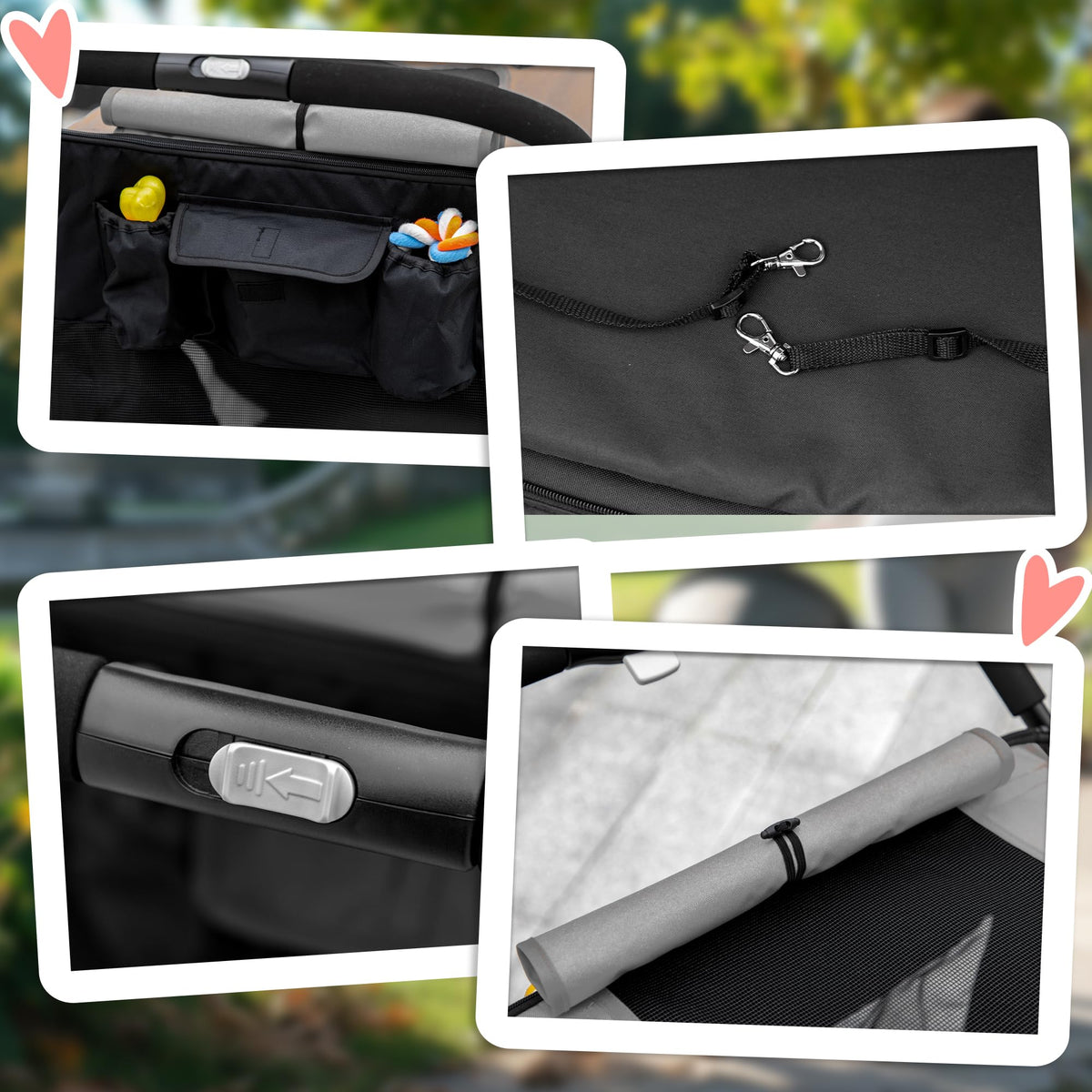 Foldable Dog Stroller with Storage Gray A552934
