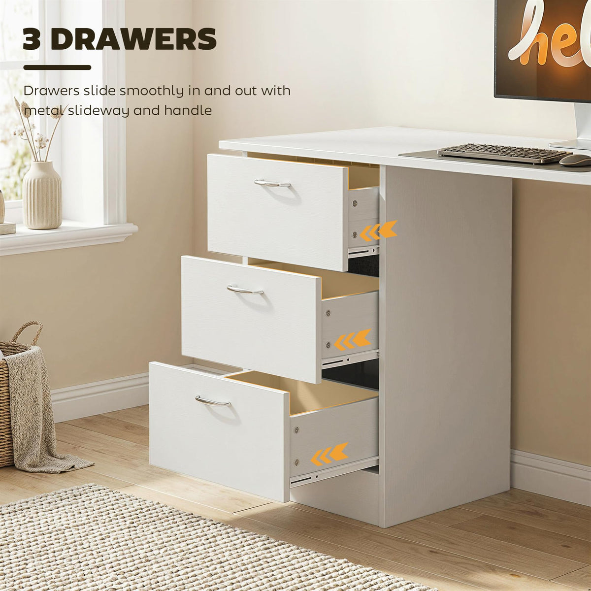 White Computer Desk with Drawers J27157