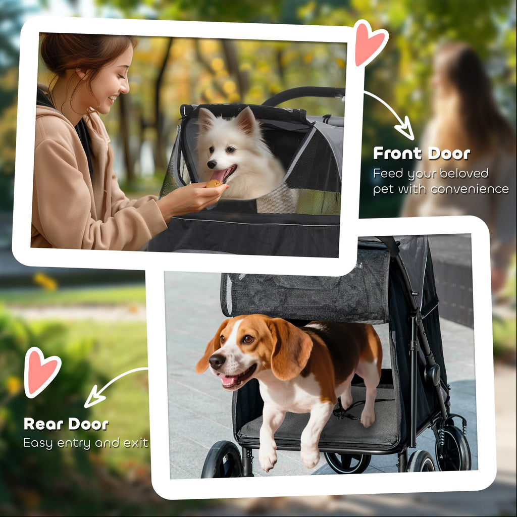 Foldable Dog Stroller with Storage Gray A552934