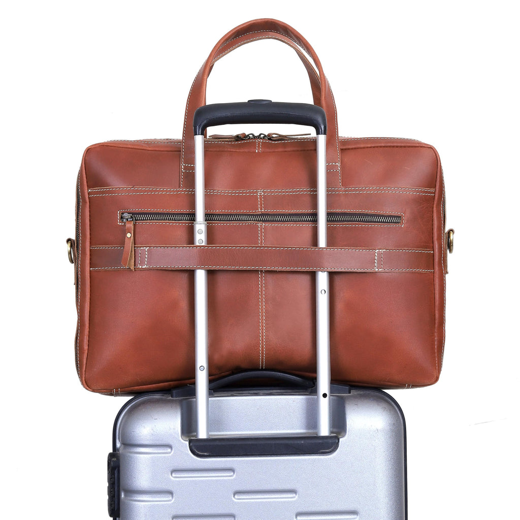 Full Grain Italian Leather Laptop Bag with Multiple Compartments M562493