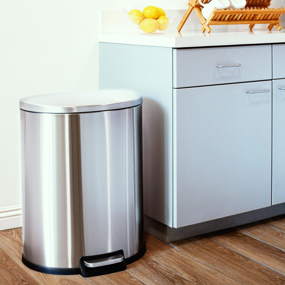 50L Stainless Steel Trash Can with Soft Close Lid K4910