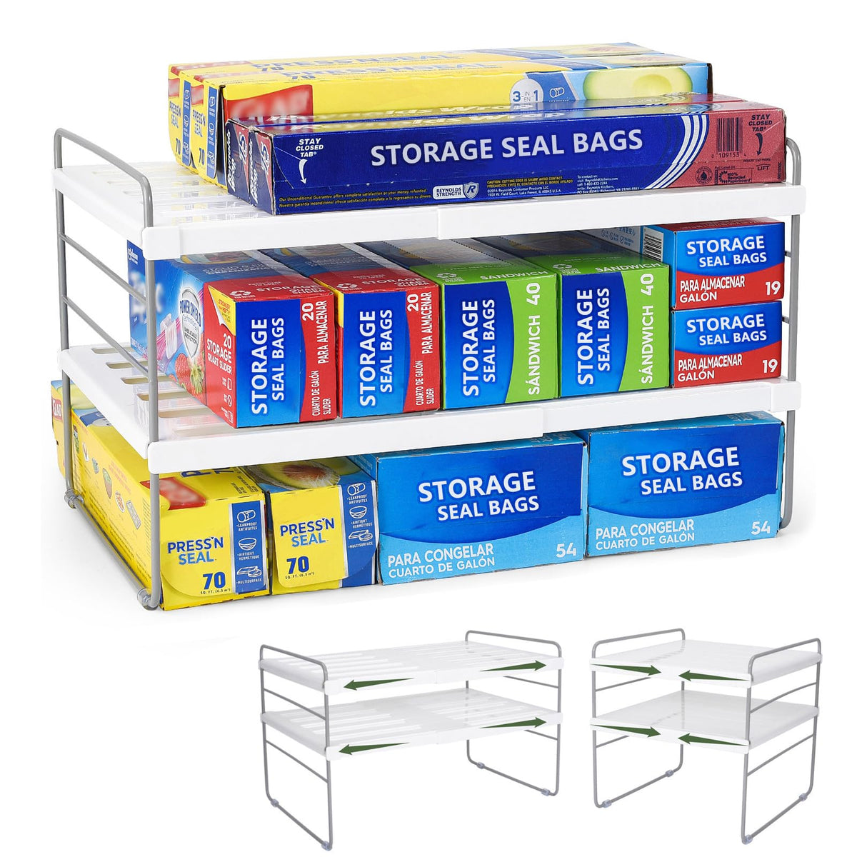 Expandable Adjustable Kitchen Wrap Box Organizer Rack W351779