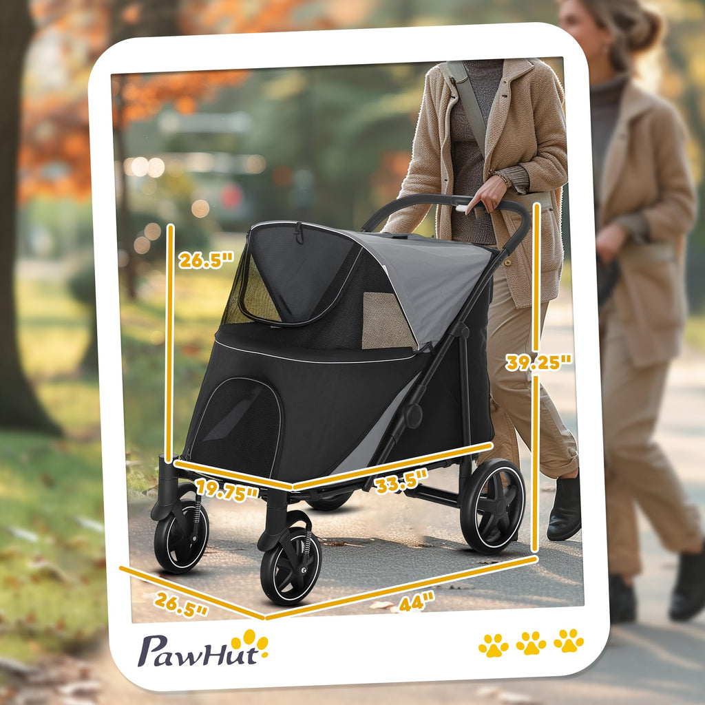 Foldable Dog Stroller with Storage Gray A552934