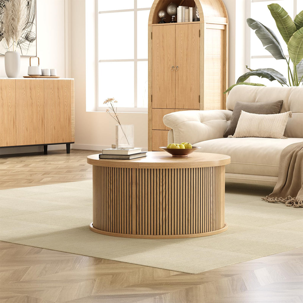 Round Lift Top Coffee Table with Storage T1992