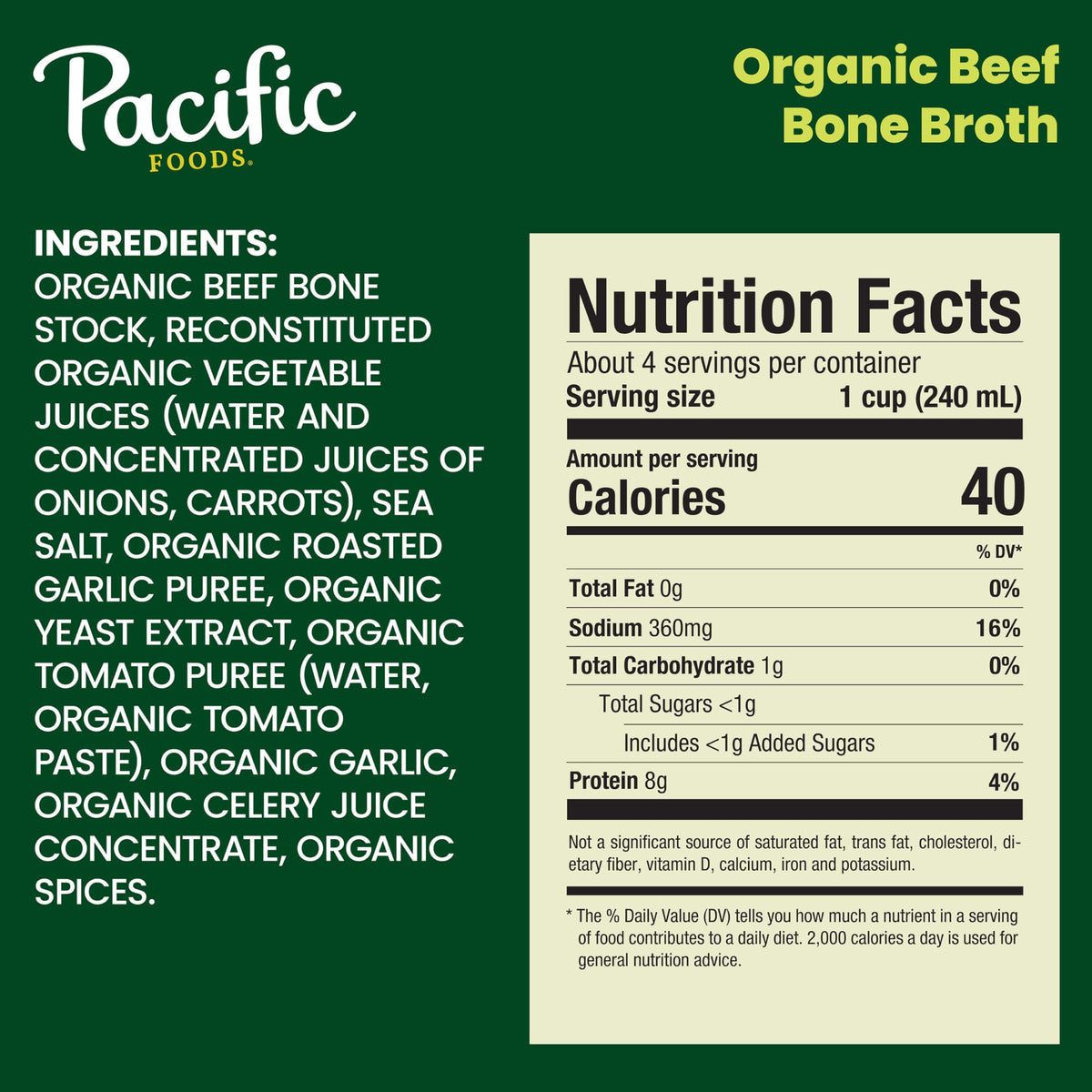 Organic Beef Bone Broth 32 oz Carton Pack of 4 A388471