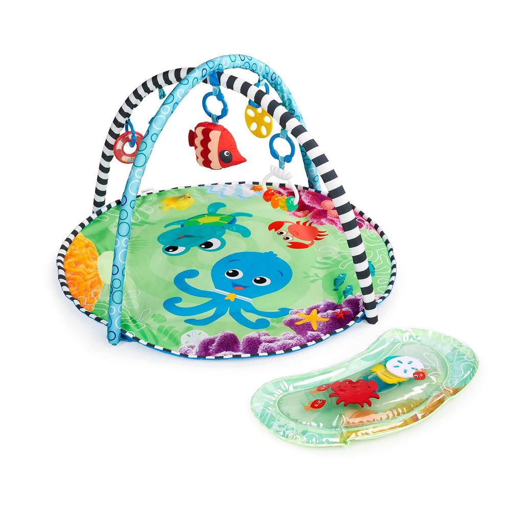 2-in-1 Water Mat Tummy Time Activity Play Gym Sensory Toys J91471