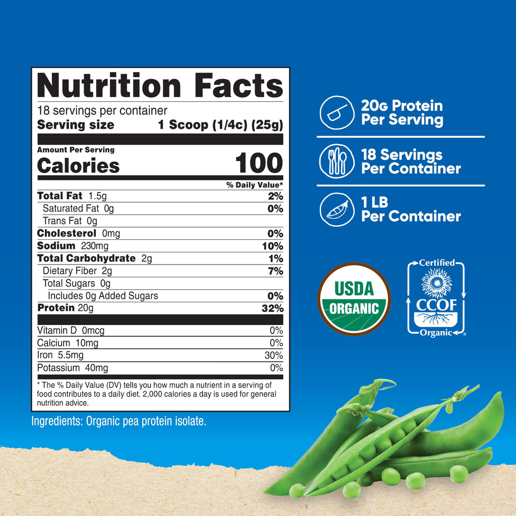 Organic Pea Protein Powder 1 LB Unflavored F6592