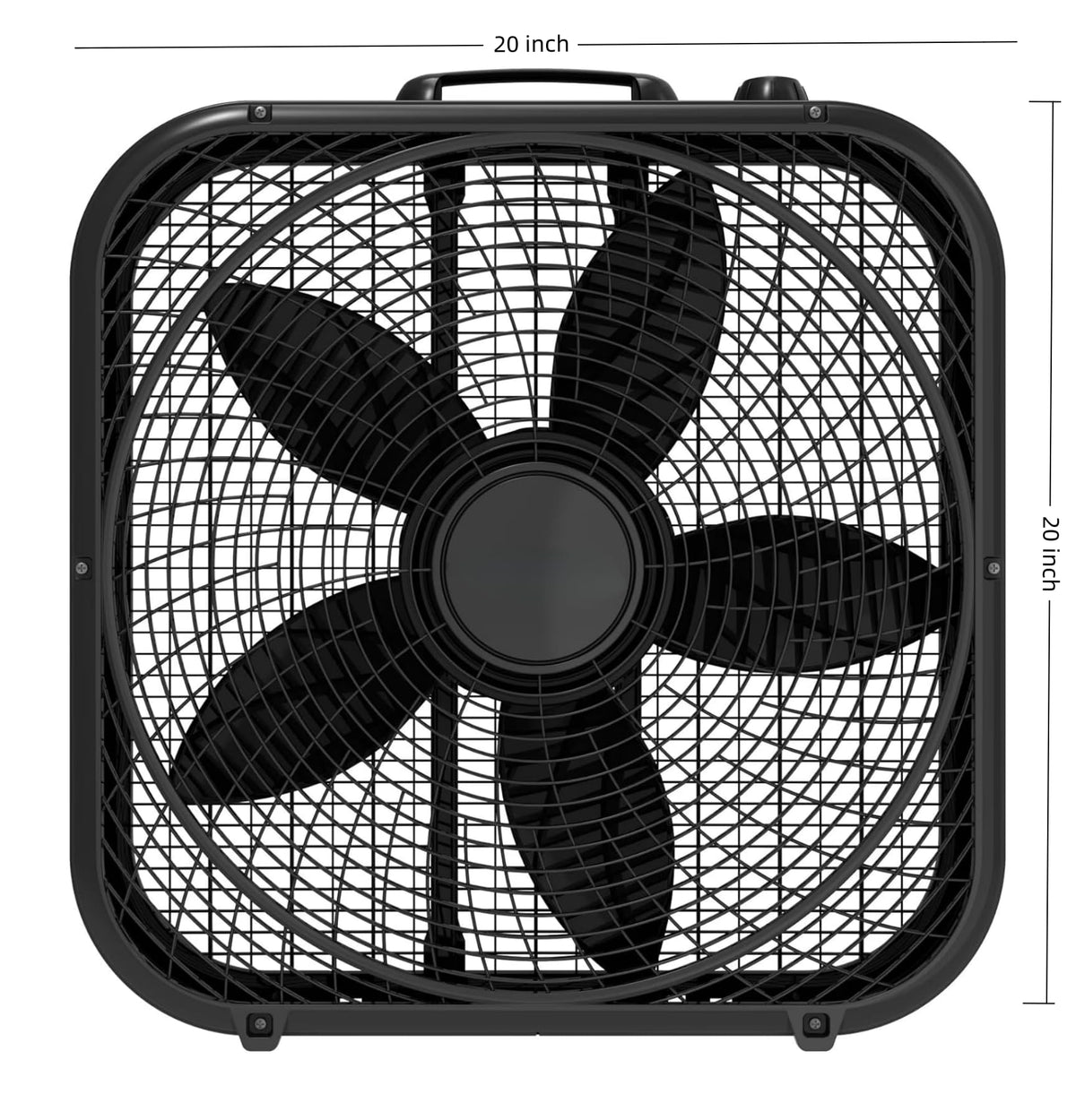 20-Inch Classic Box Fan, Three-Speed, Quiet, Tabletop with Carrying Handle, White A176159