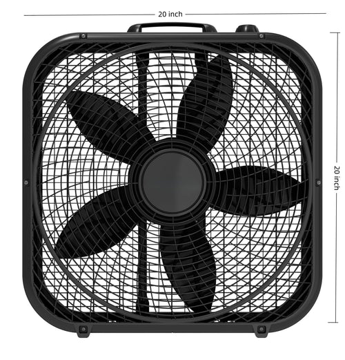 20-Inch Classic Box Fan, Three-Speed, Quiet, Tabletop with Carrying Handle, White A176159
