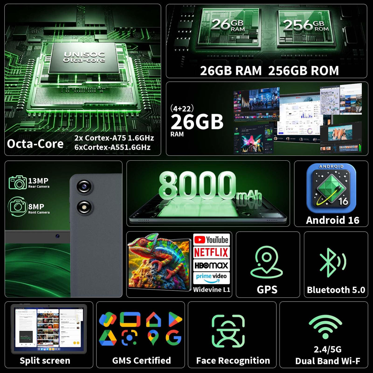 Android 16 Tablet with Keyboard T827507