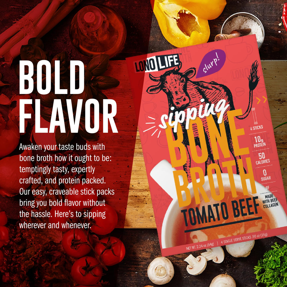 Tomato Beef Bone Broth Packets 10 Pack N1938