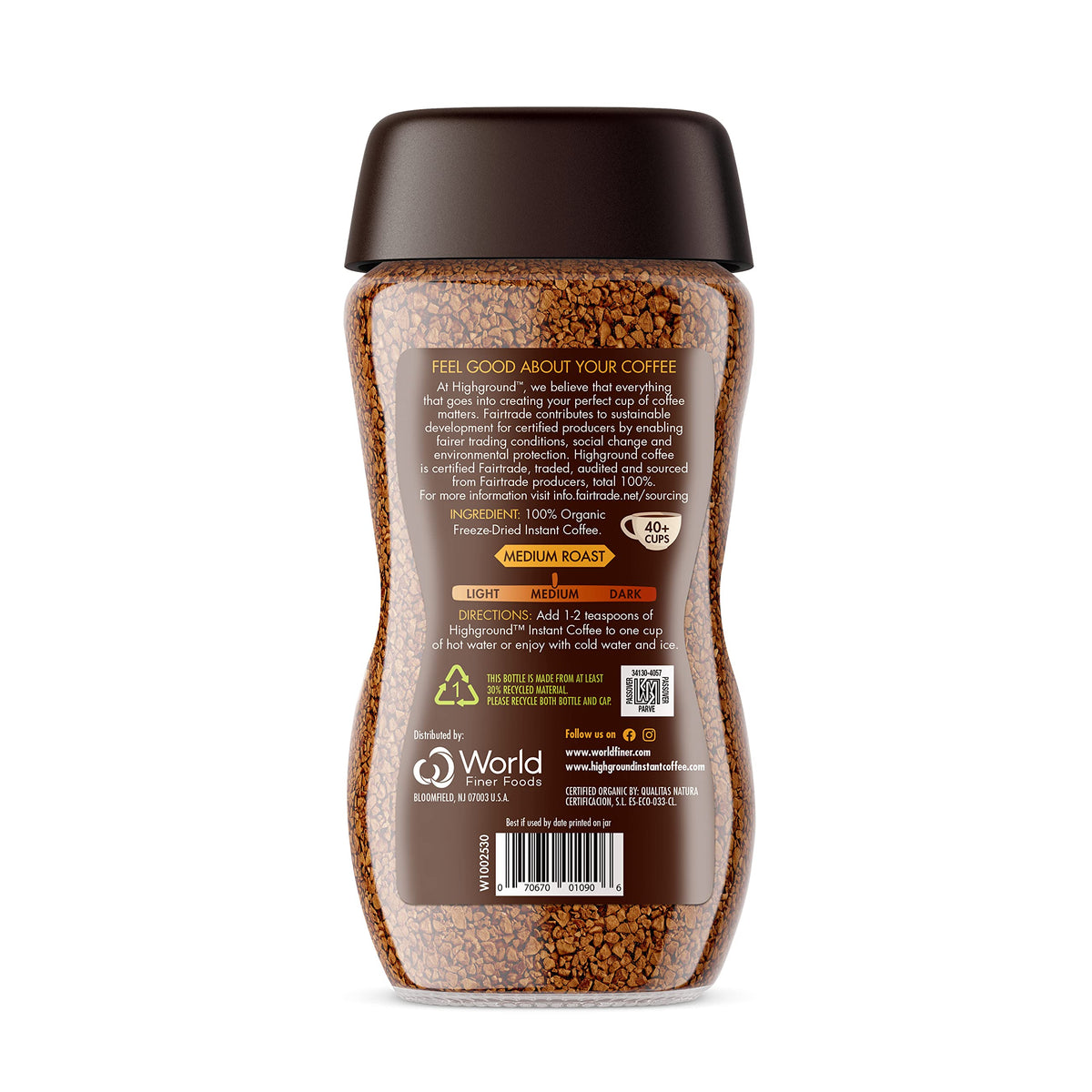 Organic Instant Regular Coffee, 3.53 Oz D618405