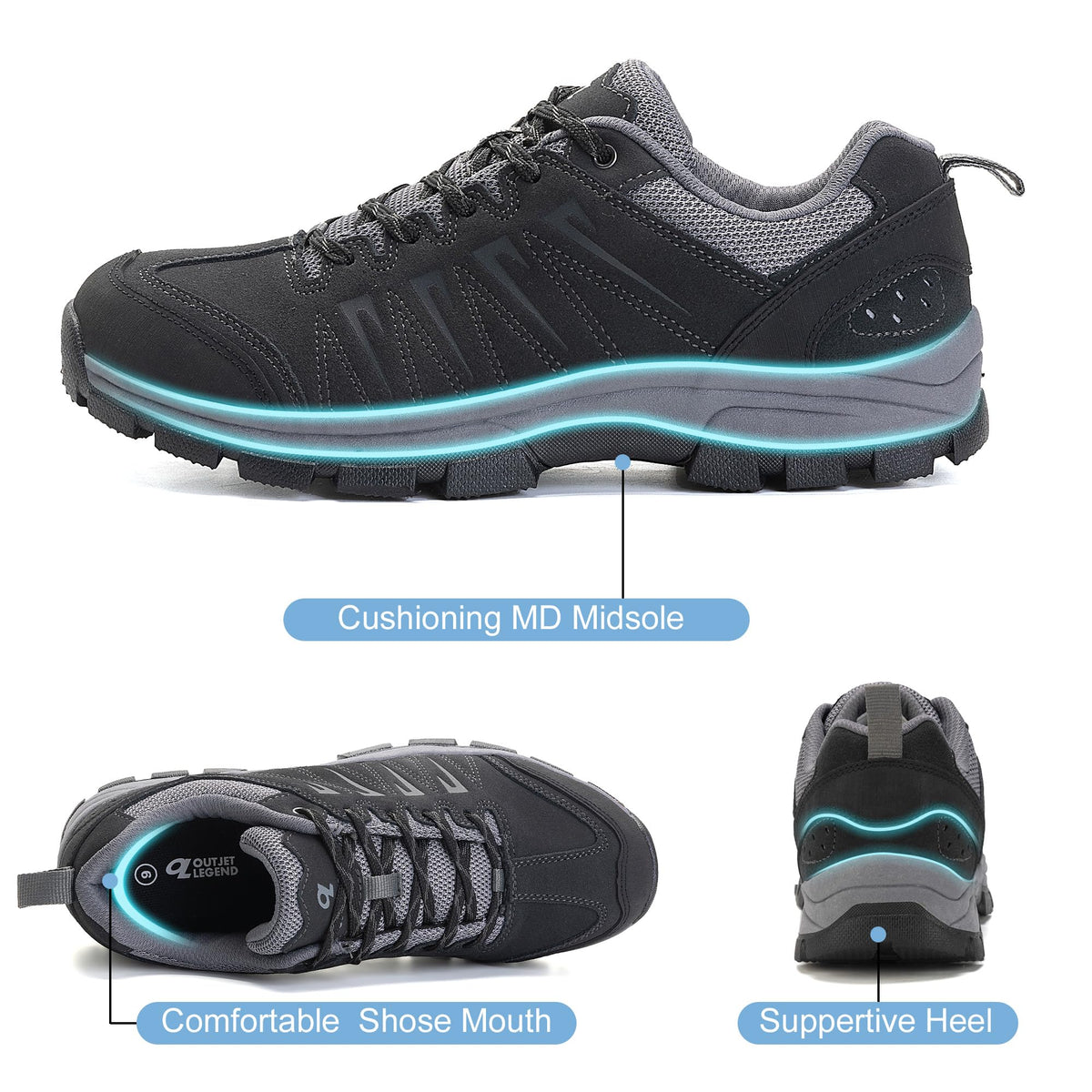 Men's Waterproof Leather Low Top Hiking Shoes R196