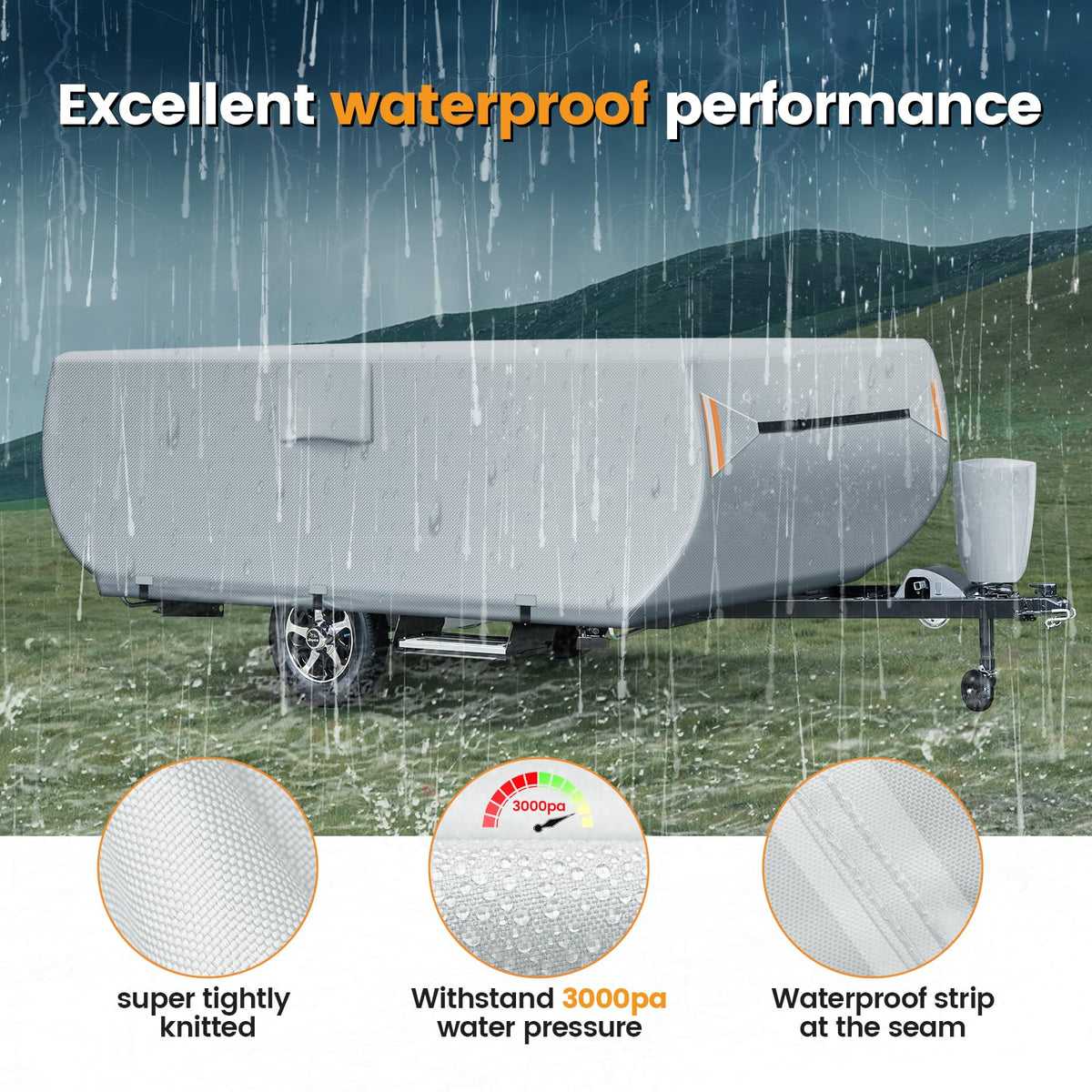7 Layers Ripstop Waterproof Pop Up Camper Cover Fits 14' - 16' Trailers C952