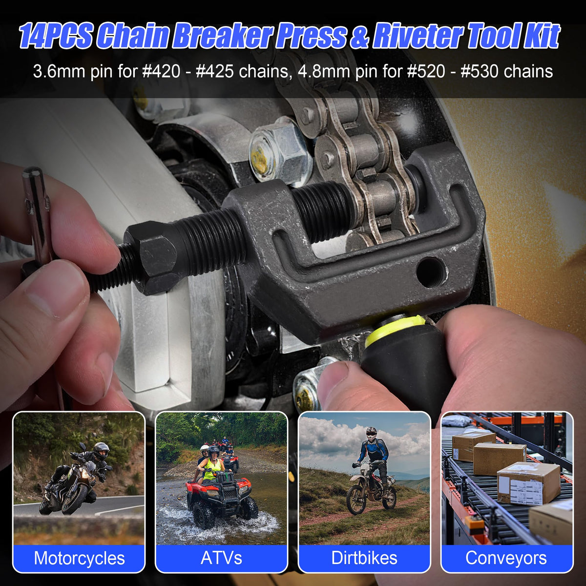 14 Pc Motorcycle Chain Breaker Tool Kit K68301