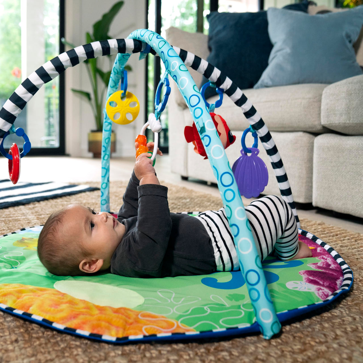 2-in-1 Water Mat Tummy Time Activity Play Gym Sensory Toys J91471