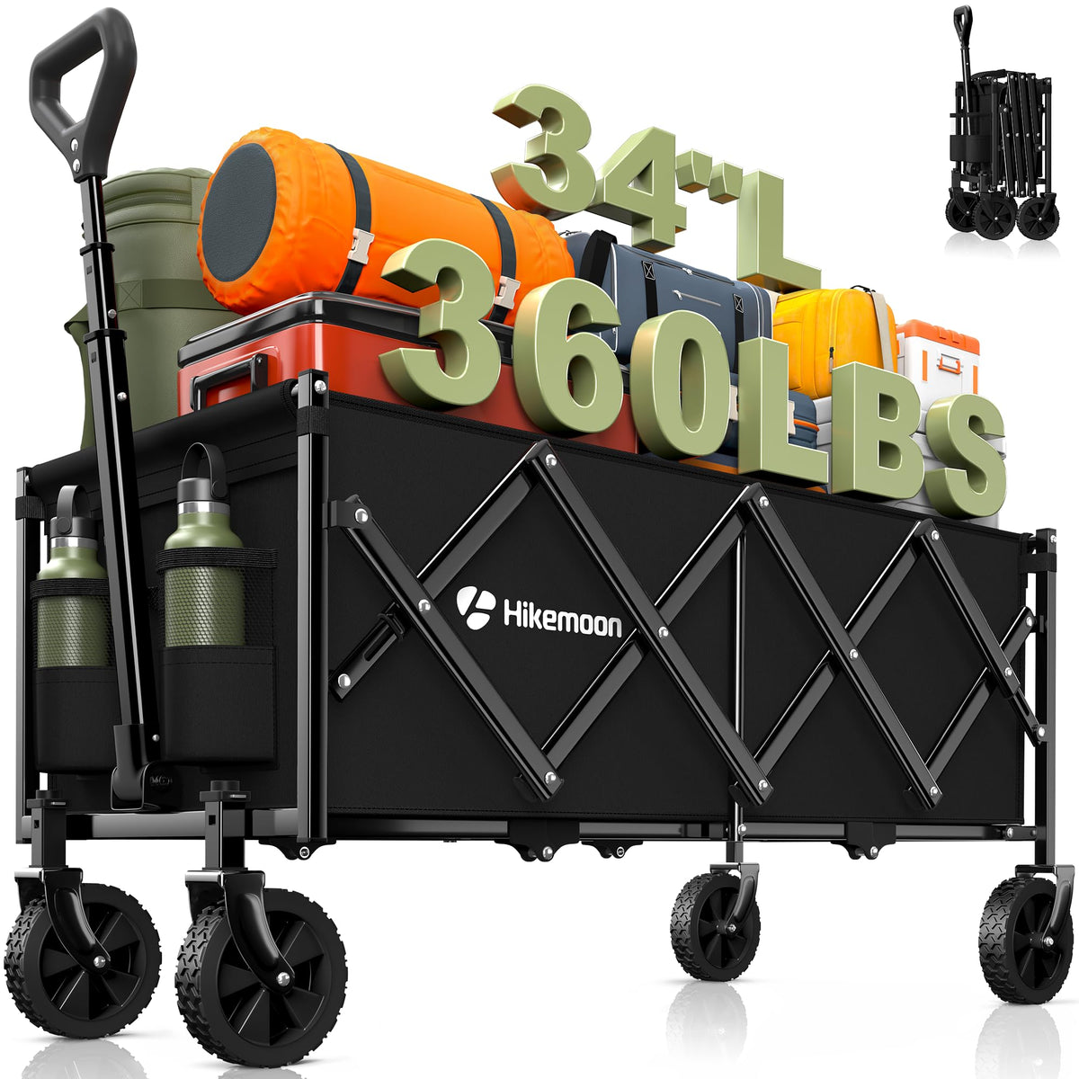 34'' Extra Long Folding Portable Wagon Cart R155439