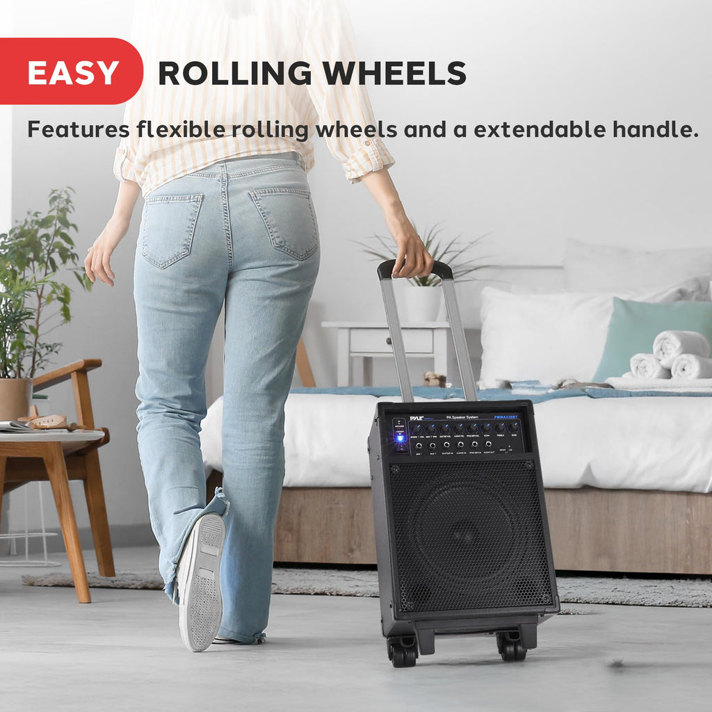 Wireless Portable PA System 400W Bluetooth Compatible Rechargeable Battery Powered Speaker Microphone Set H32056