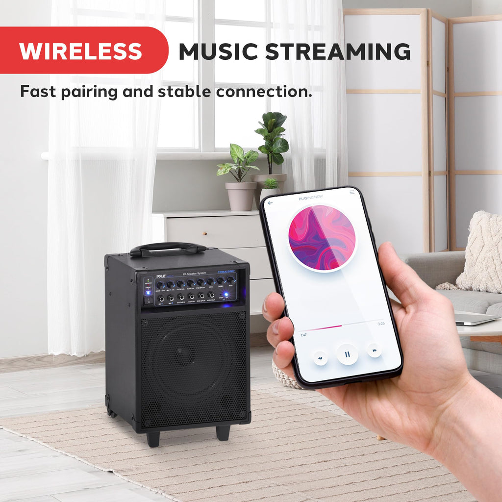 Wireless Portable PA System 400W Bluetooth Compatible Rechargeable Battery Powered Speaker Microphone Set H32056