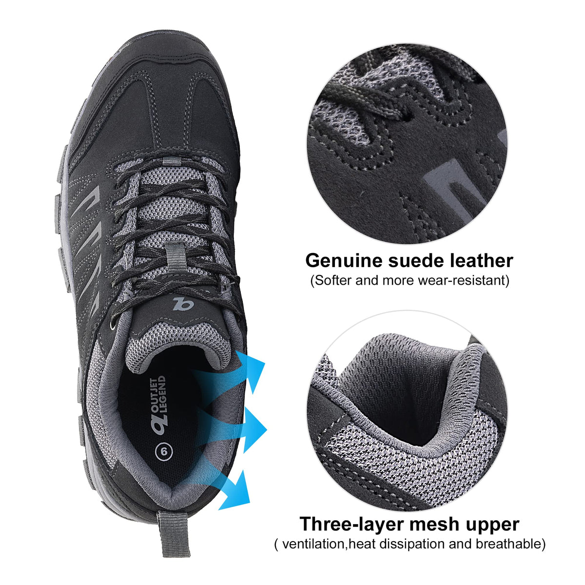 Men's Waterproof Leather Low Top Hiking Shoes R196