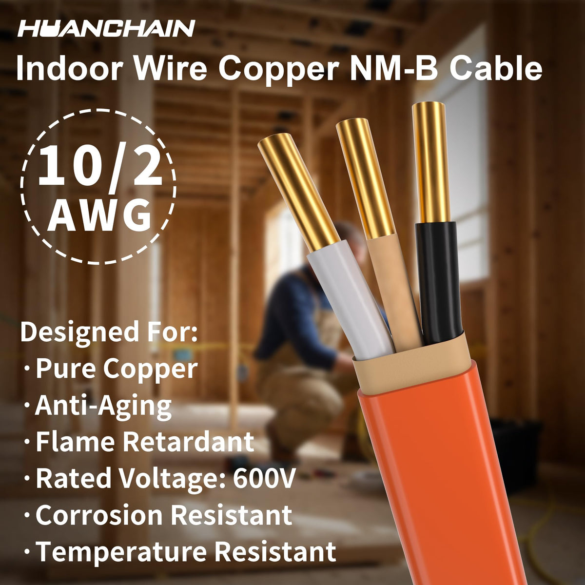 Orange 50FT Non-Metallic Sheathed Cable Z154