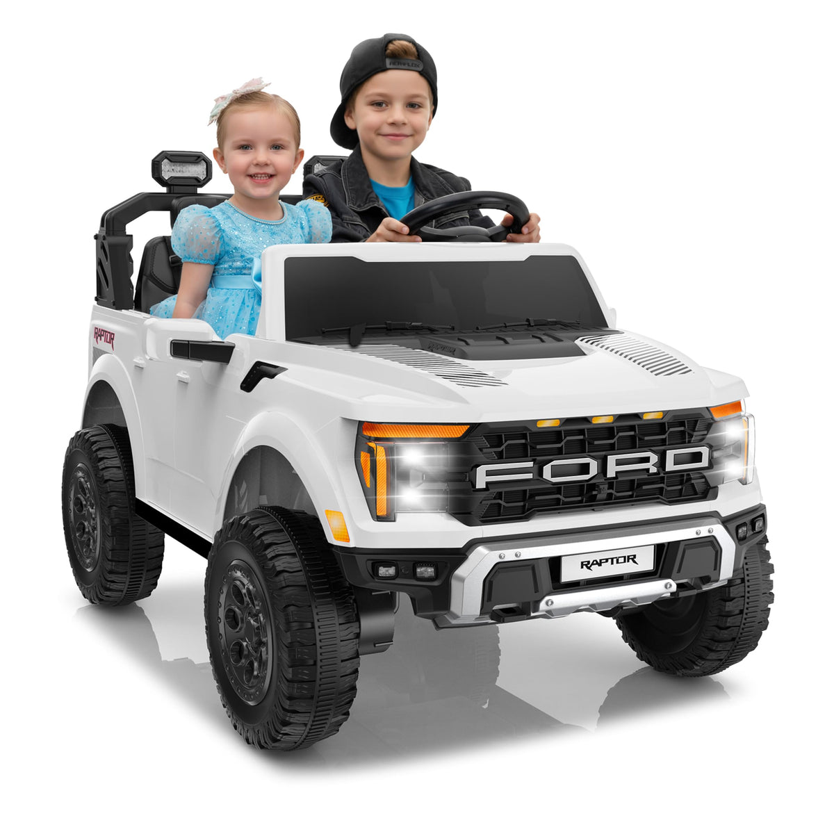 White 24V 2 Seater Ride On Truck A825