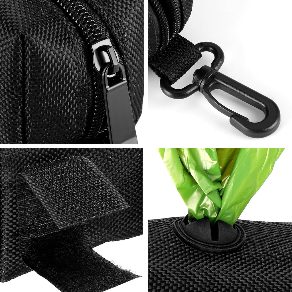 Black Dog Poop Bag Dispenser with Leash Clip P527112