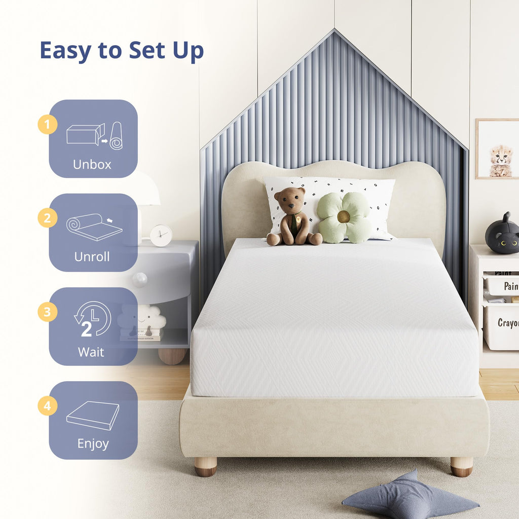Twin Memory Foam Mattress 5 Inch Medium Firm White Z435515