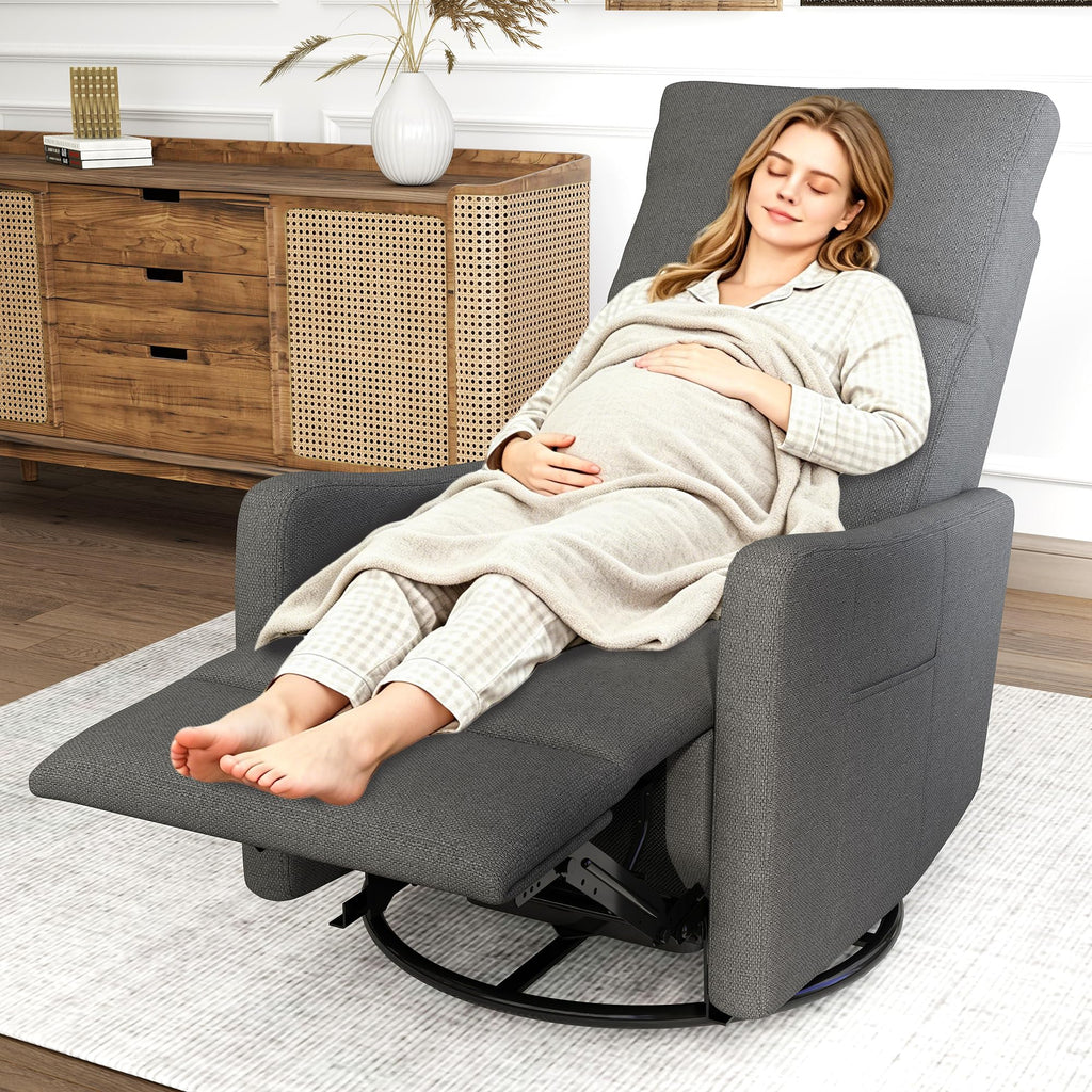 Dark Gray Velvet Swivel Recliner Chair R9064