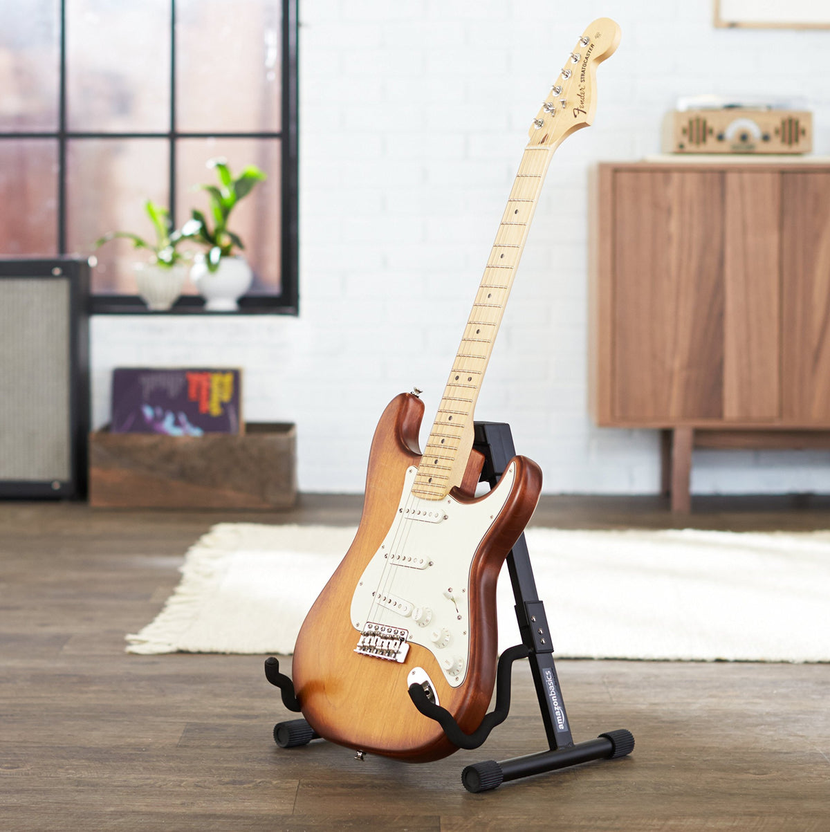 Adjustable Folding Guitar Stand with Padded Foam, Black R236357