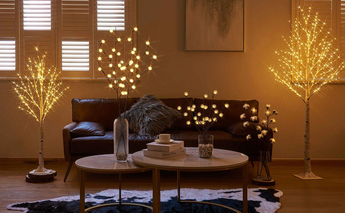 Lighted Birch Twig Tree with Fairy Lights 4FT 200 LED H9310