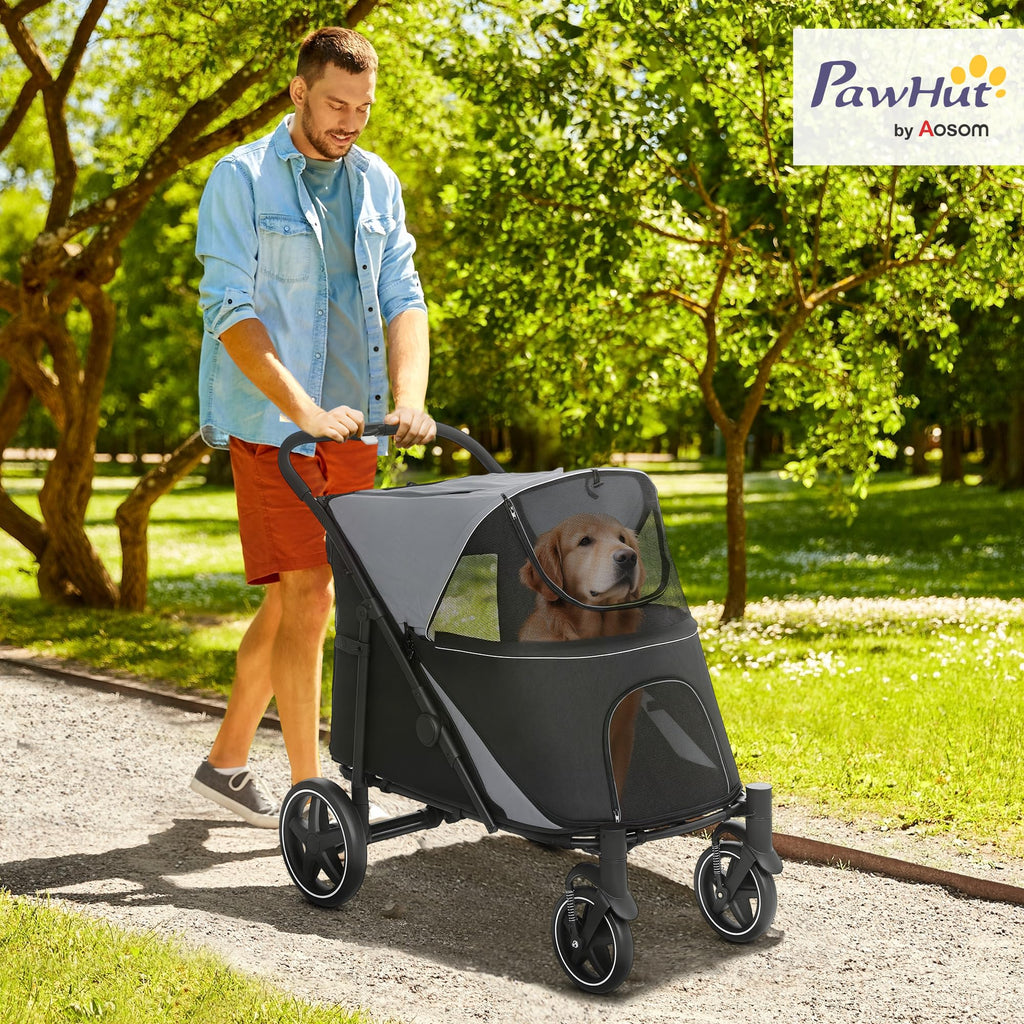 Foldable Dog Stroller with Storage Gray A552934