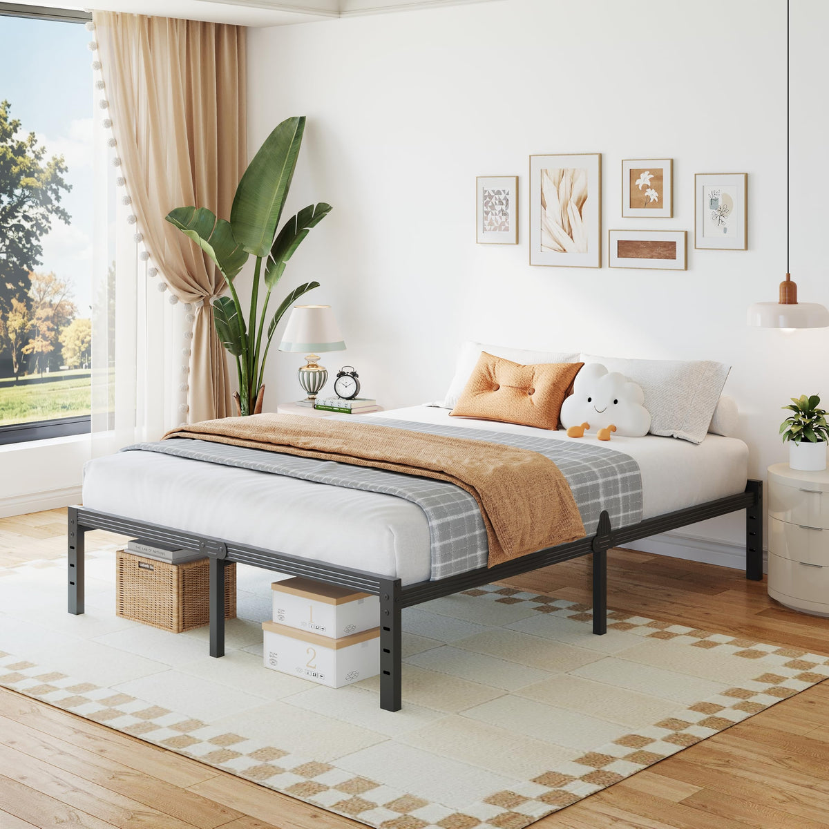 14 Inch Metal Platform Full Bed Frame with Storage P230