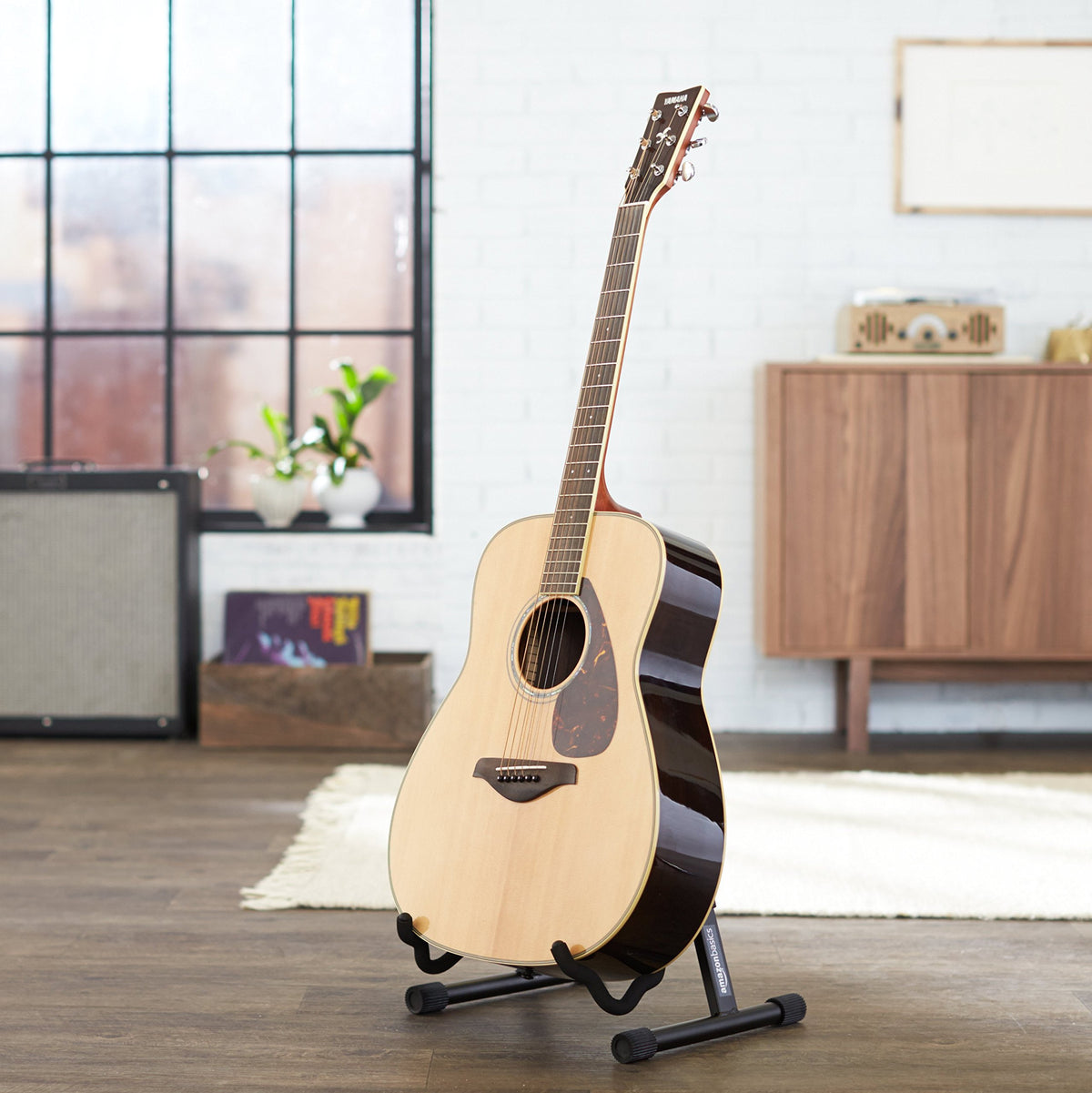 Adjustable Folding Guitar Stand with Padded Foam, Black R236357