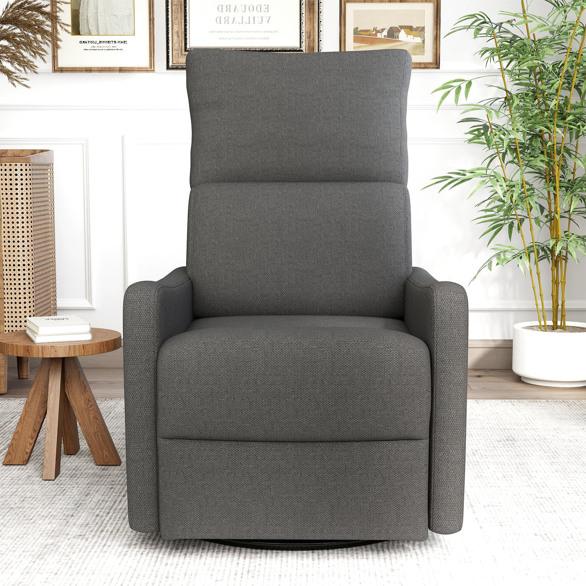 Dark Gray Velvet Swivel Recliner Chair R9064