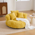 Yellow Corduroy Bean Bag Sofa with 3 Pillows H2697